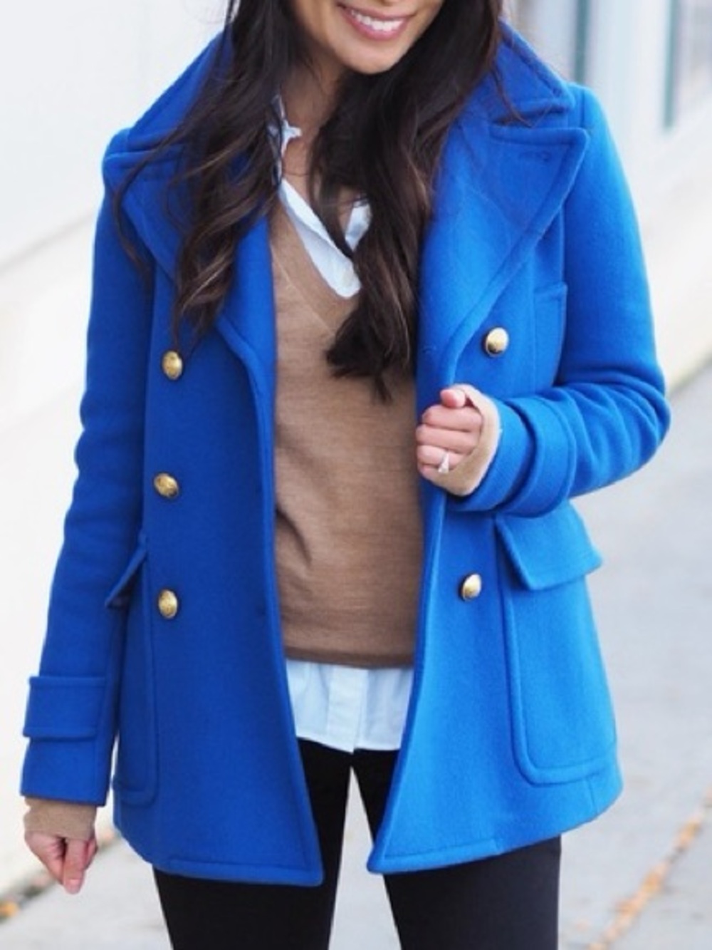 J. Crew Majesty Wool Pea Coat Stadium Cloth by Nello Gori Royal Blue 2